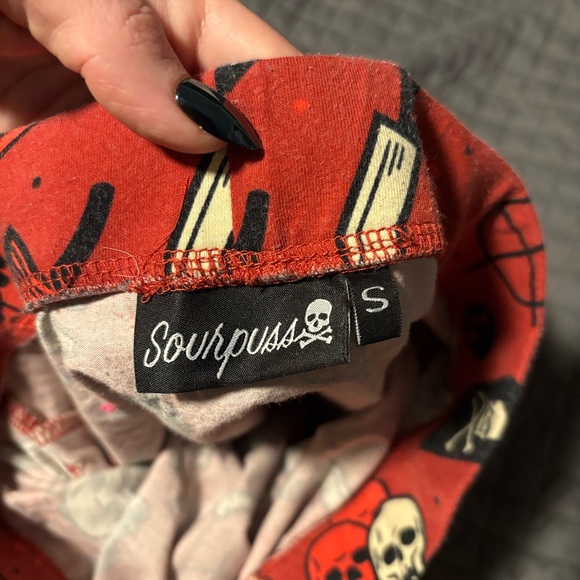 Sourpuss Red Skull and Bones Skirt - Picture 2 of 2
